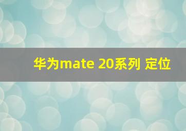 华为mate 20系列 定位